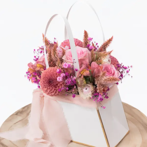 Mothers Day Gift for Mum – Pink Handbag Flower Box - Image 3