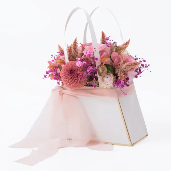 Mothers Day Gift for Mum – Pink Handbag Flower Box